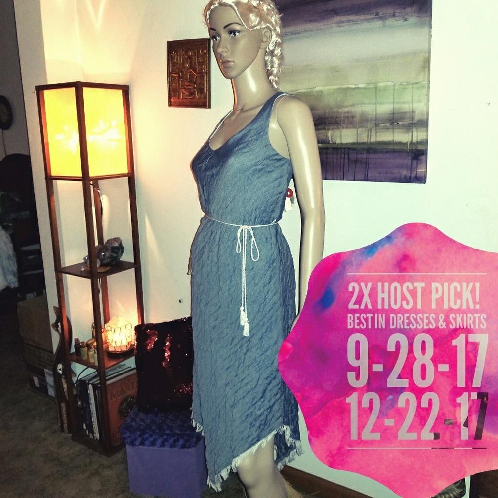 ๐DREW Indigo Belted Asymmetrical Krista Dress - Picture 1 of 7